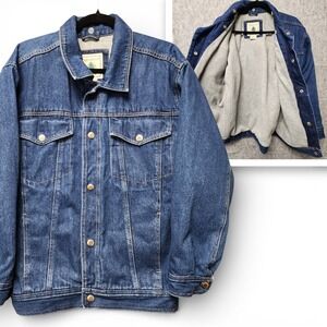 Vintage Northwest Territory Denim Trucker Jacket Men Medium Indigo Flannel Lined